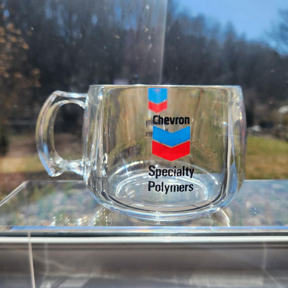 Vintage Chevron Oil Advertising Mug - Promotional Heavy Acrylic Lucite Polymer